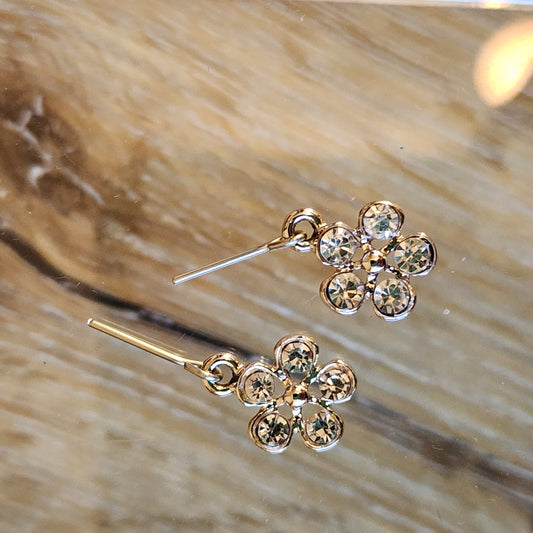 Flower Rhinestone Drop Earrings