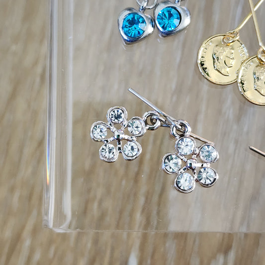 Rhinestone Flower Drop Earrings