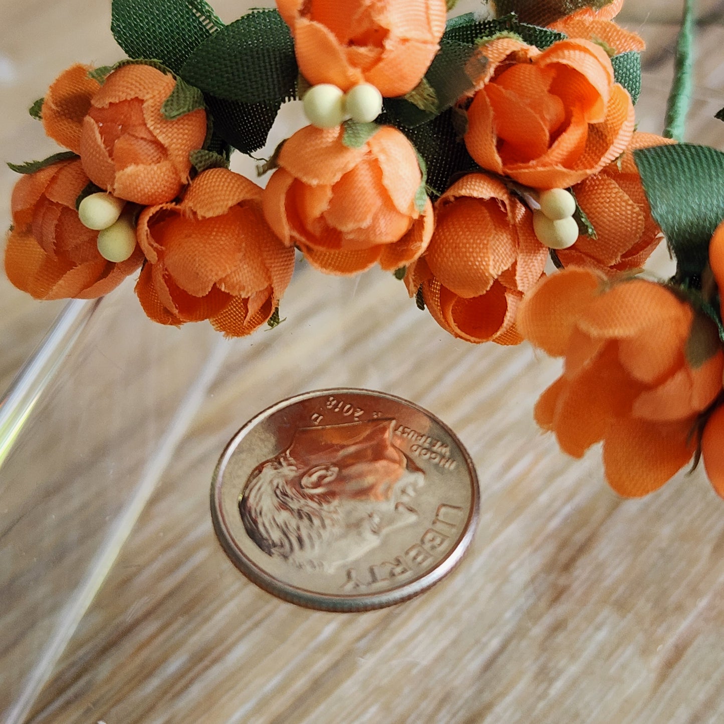Mini Orange Cabbage Roses Vintage Millinery