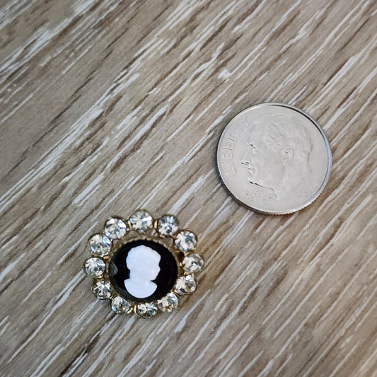 Cameo and Rhinestone Pin