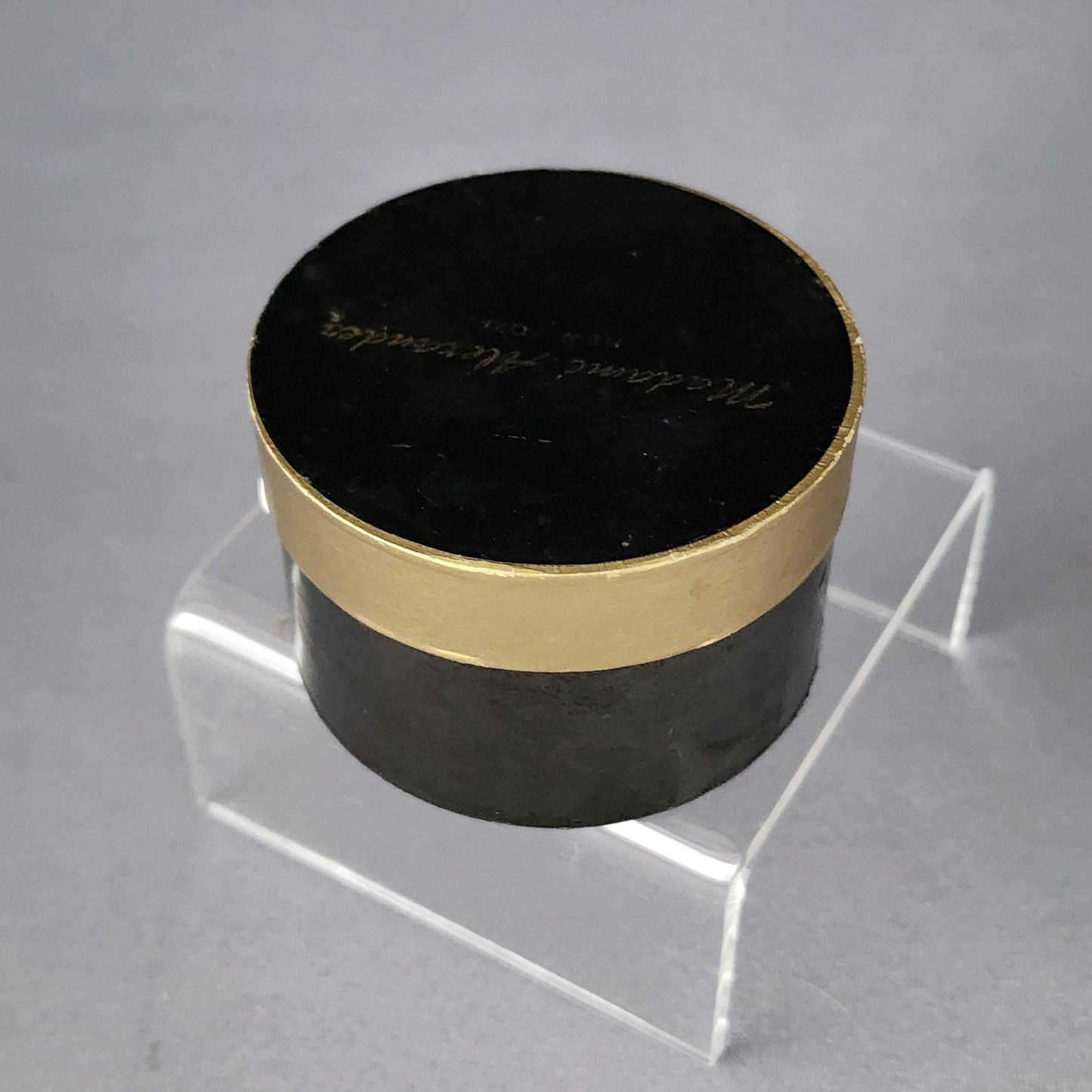 Original BLACK Hatbox, hand writing on bottom